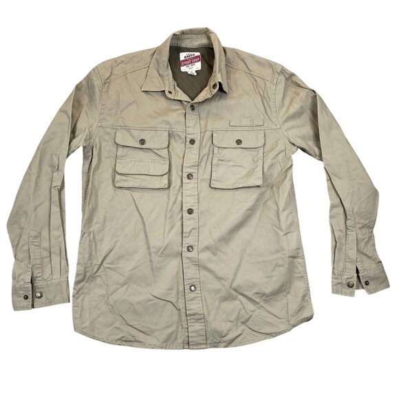 Vintage Eddie Bauer Mens Athletic Shirt Medium Outdoors Long Sleeve Utility Tan - Picture 1 of 10
